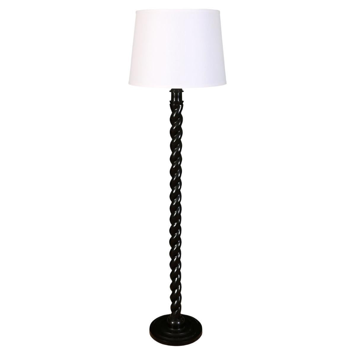 Black Polished Twist Floor Lamp For Sale