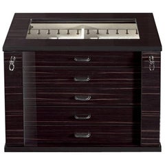 Agresti Black Polished Wood w/ Extendable Box for 54 Cufflinks