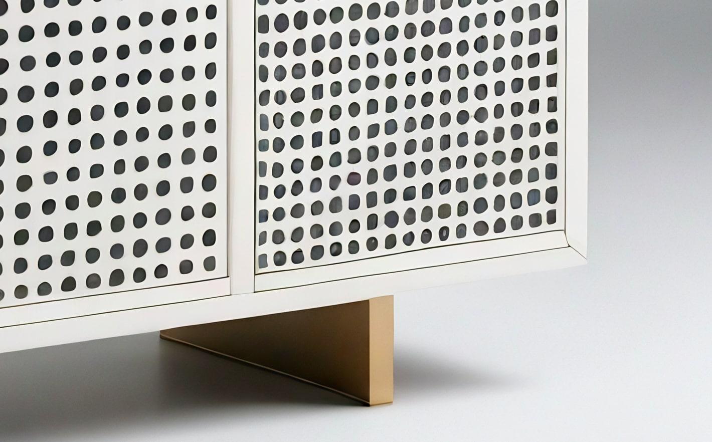 Contemporary Polka Dot Inlay White Media Console For Sale
