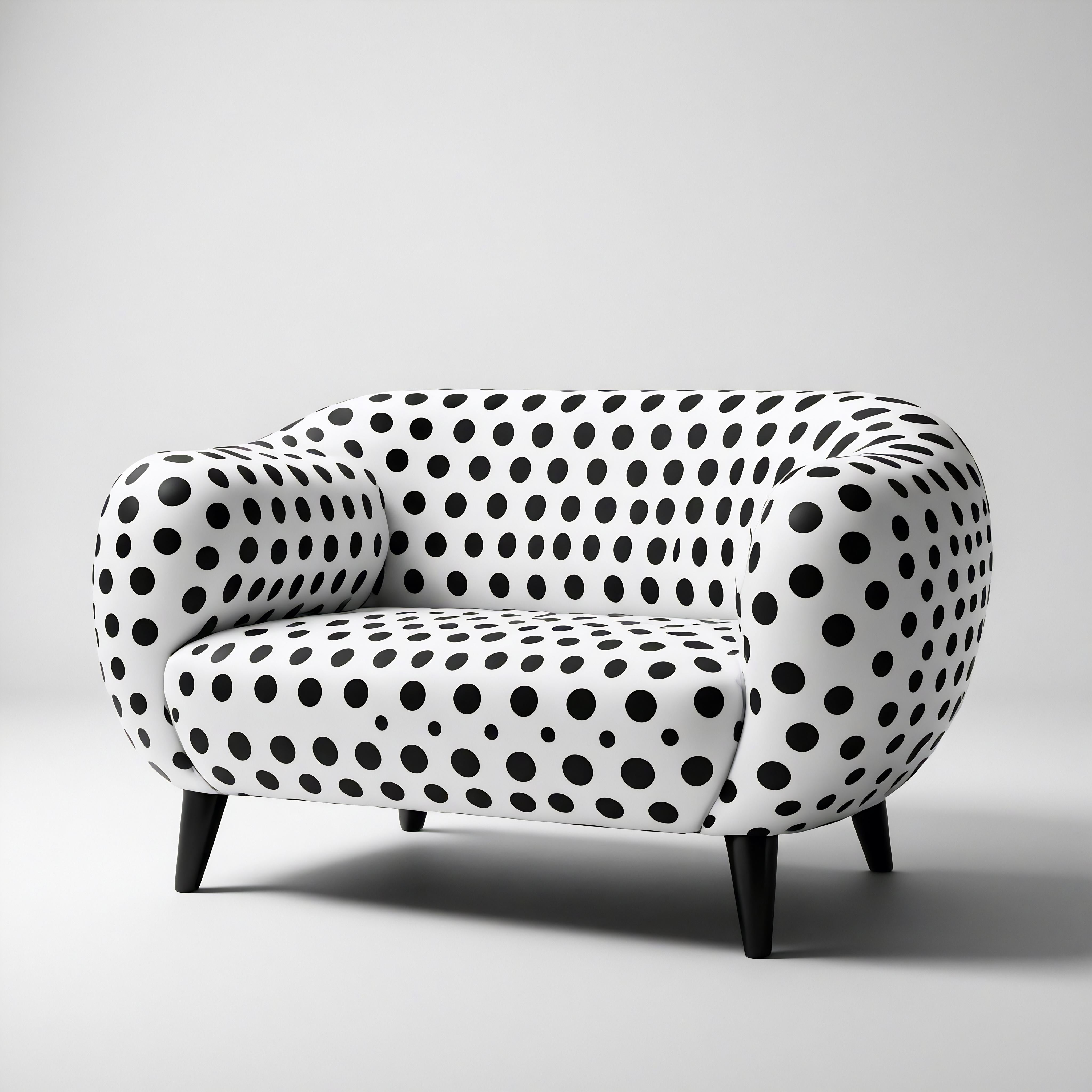 Presentamos nuestra tumbona inspirada en Yayoi Kusama, una fusión única de diseño contemporáneo y artesanía tradicional. Esta llamativa silla blanca está adornada con juguetones lunares negros, capturando la esencia del icónico estilo de Kusama. Con