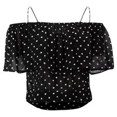 Black Polkadot Off The Shoulder Cropped Top Size S