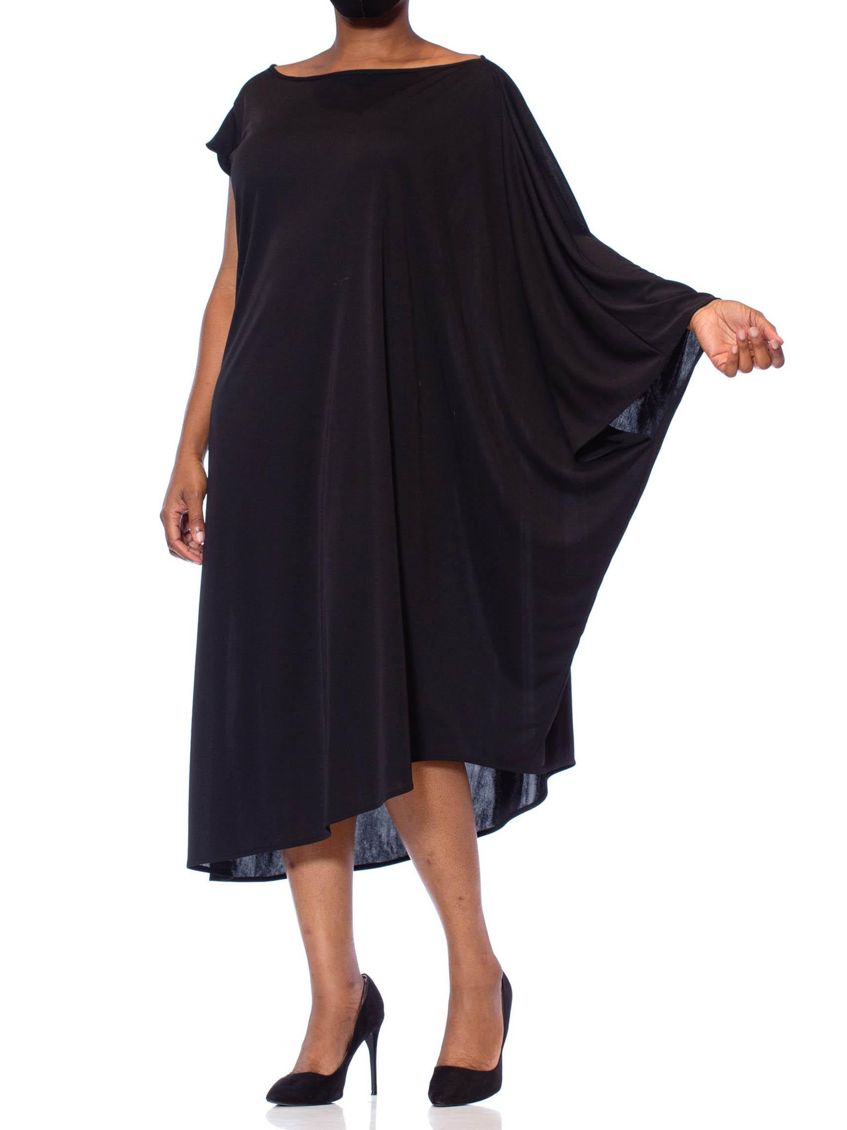 Black Poly Blend Jersey One Sleeve Kaftan Dress For Sale 5