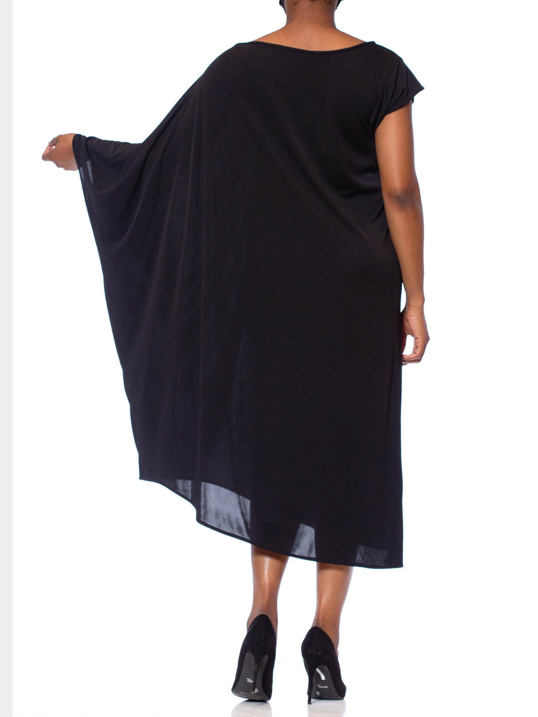 Black Poly Blend Jersey One Sleeve Kaftan Dress In Excellent Condition For Sale In New York, NY