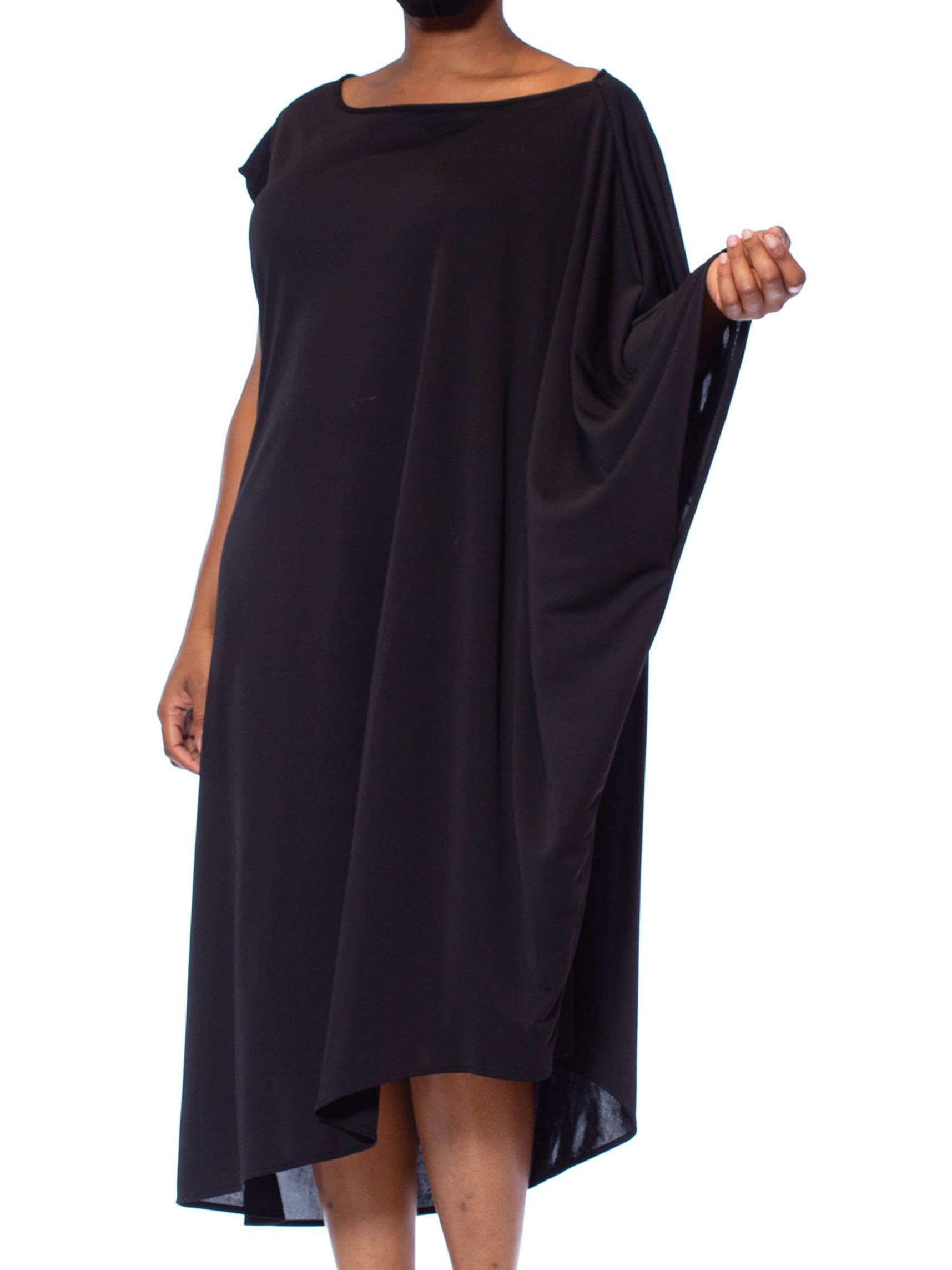 Black Poly Blend Jersey One Sleeve Kaftan Dress For Sale 4