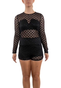 Black Poly/Rayon Spandex Lace Long Sleeve Romper