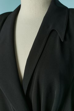 Black polyester double-breasted jacket with bow THIERRY MUGLER