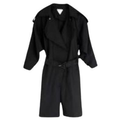 black polyester twill trench coat For Sale