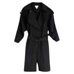 black polyester twill trench coat