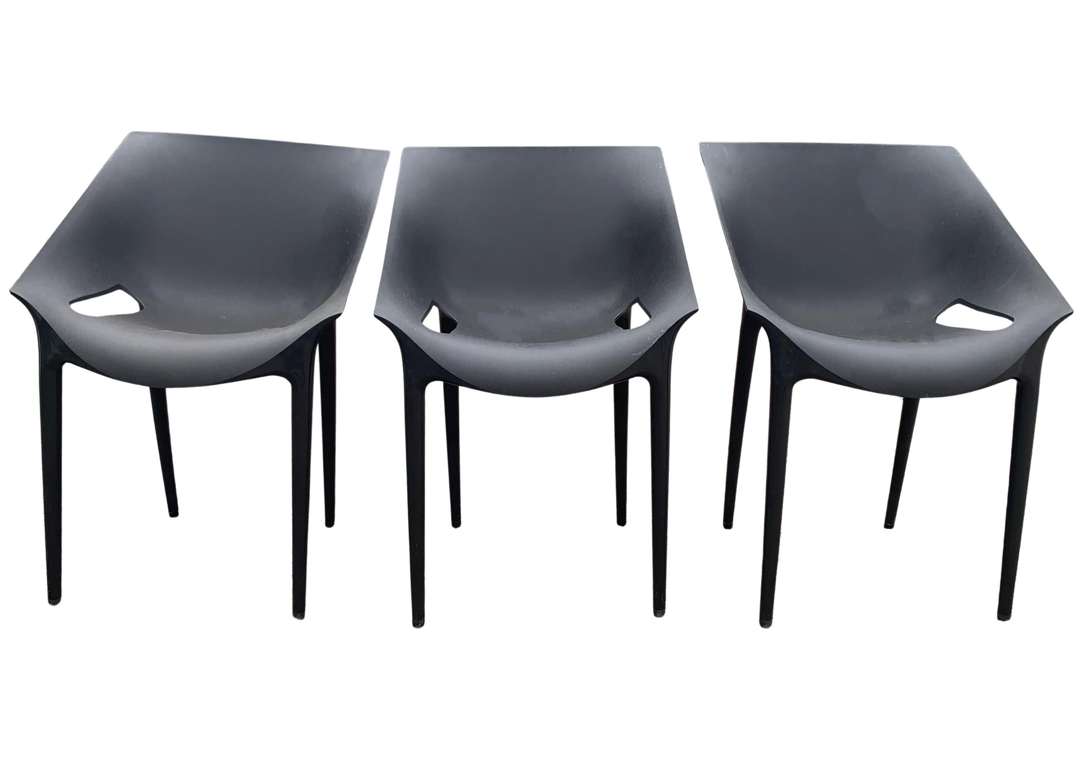 Black Polypropylene Stackable DR. Yes Chair by Philippe Starck & Eugeni Quitllet In Good Condition For Sale In Reading, Berkshire