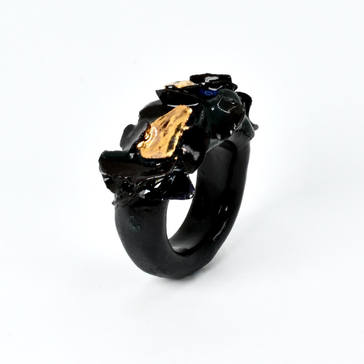 Contemporary Black Porcelain Ring Ruapehu
