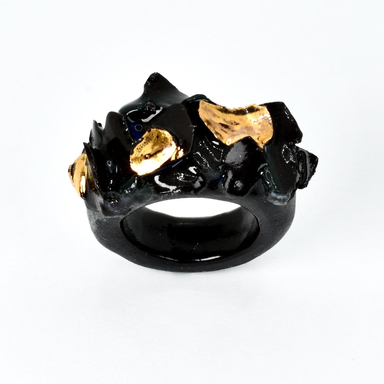 Black Porcelain Ring Ruapehu In New Condition In London, GB