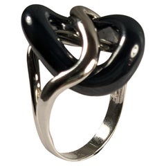 Bague en or blanc 18 carats Lips en porcelaine noire