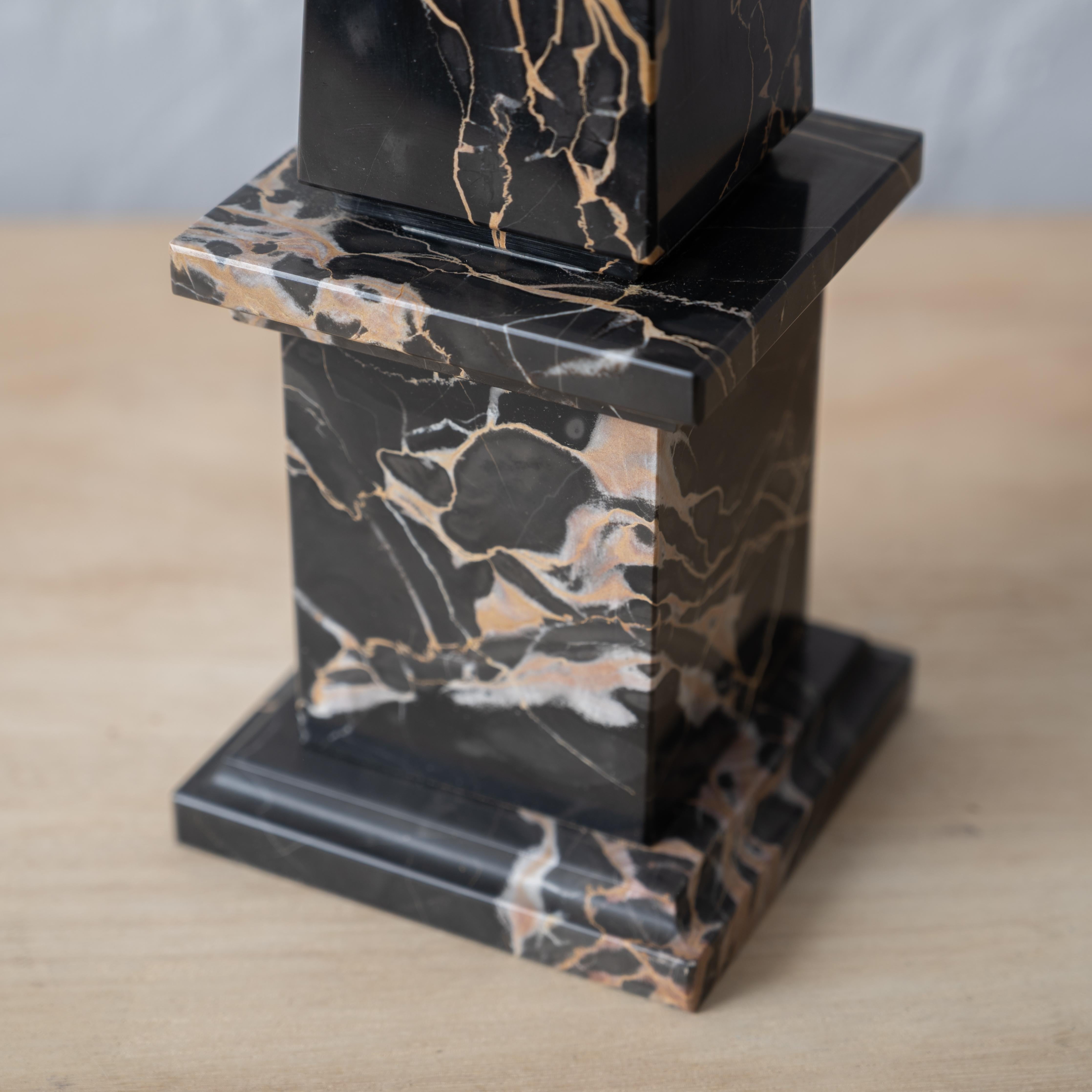 20th Century Black Portoro Italian Marble Obelisk For Sale
