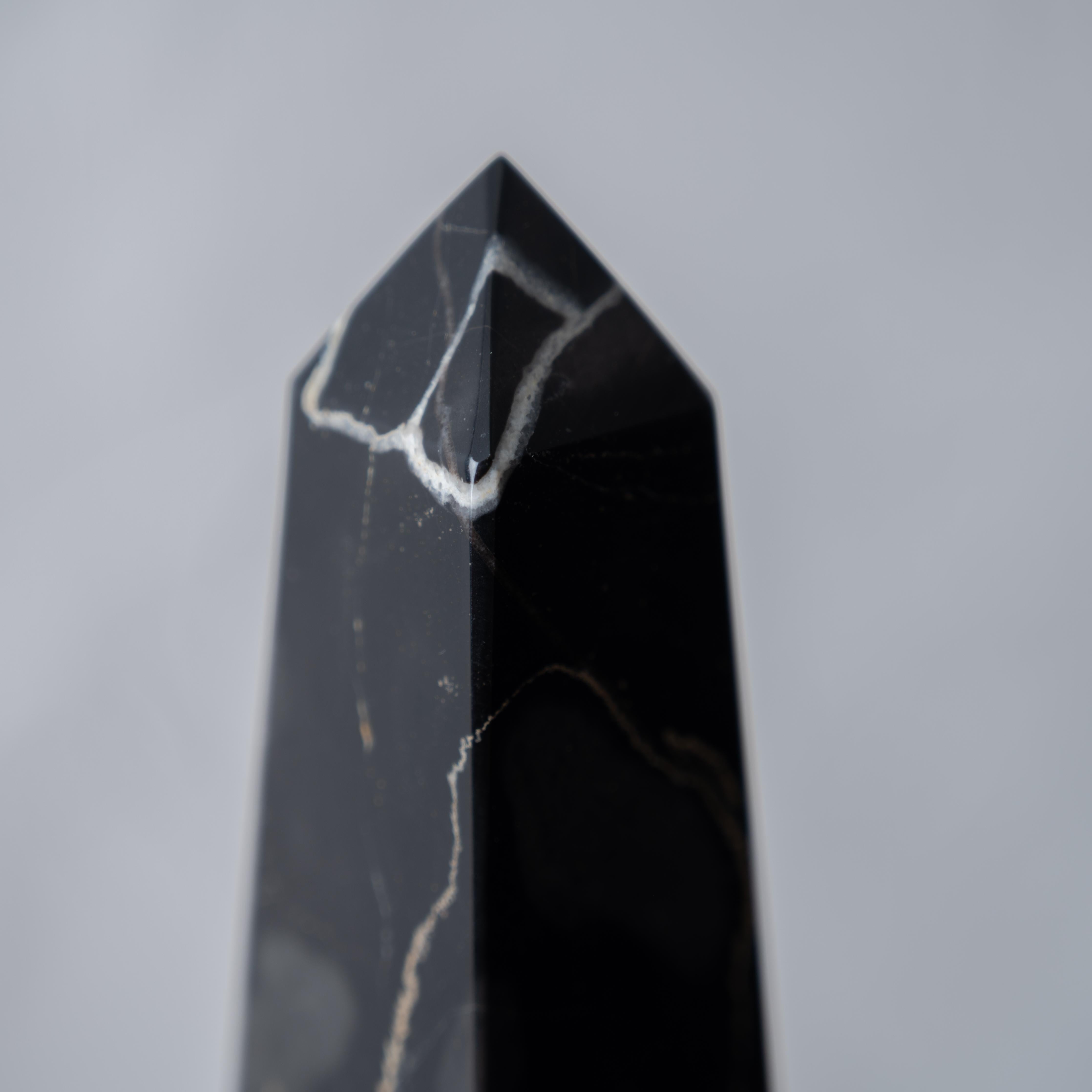 Black Portoro Italian Marble Obelisk For Sale 1