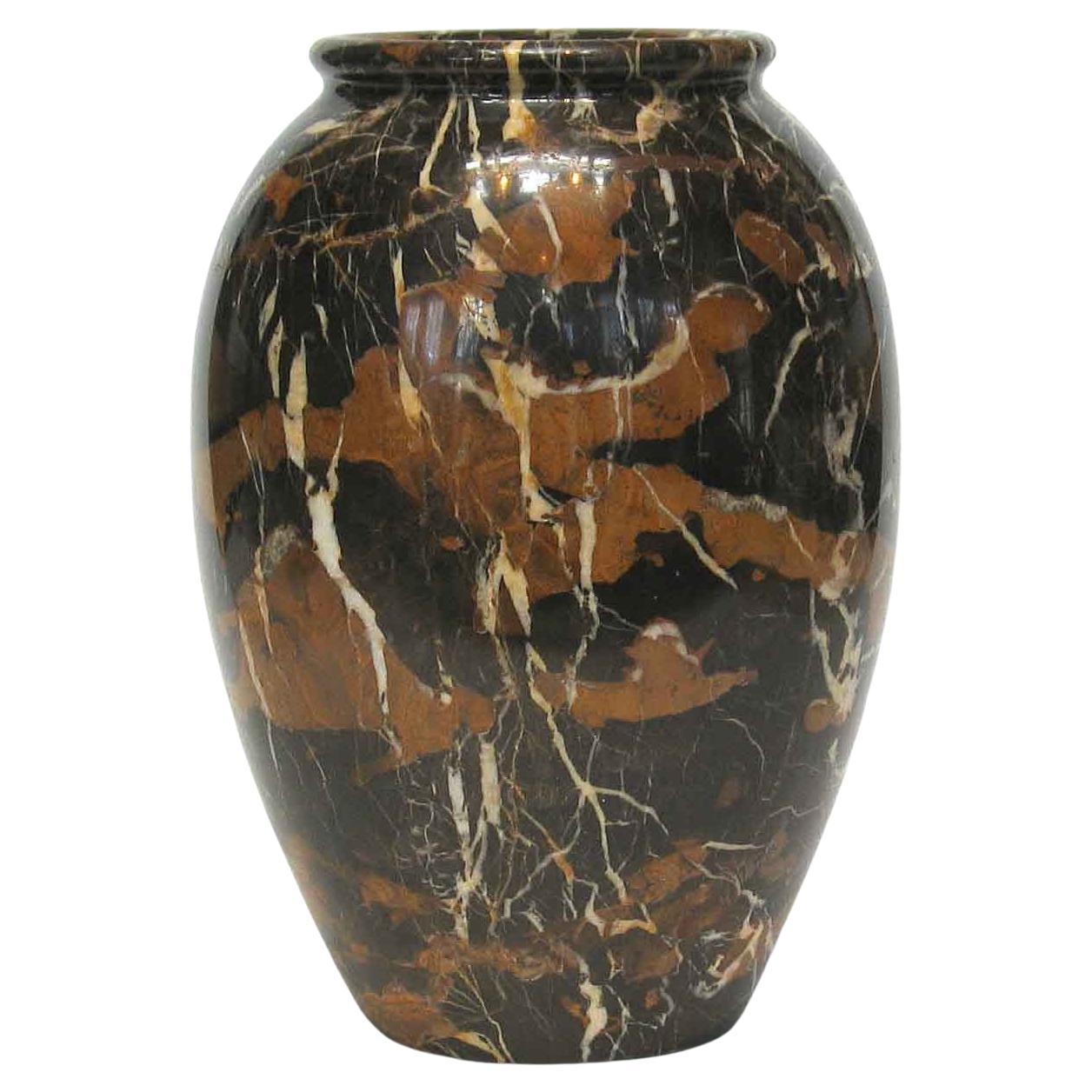 Black Portoro Marble Vase, circa 1970 For Sale