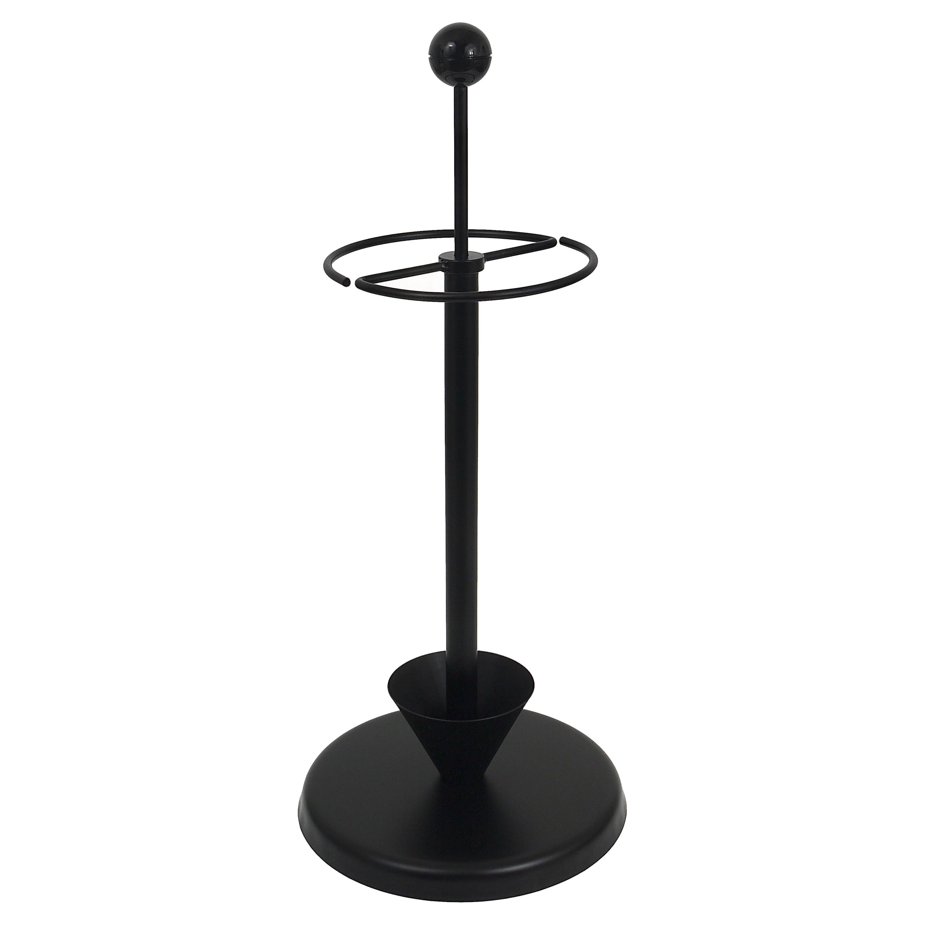Paragüero negro postmoderno estilo Castiglioni Memphis, Italia, años 80
