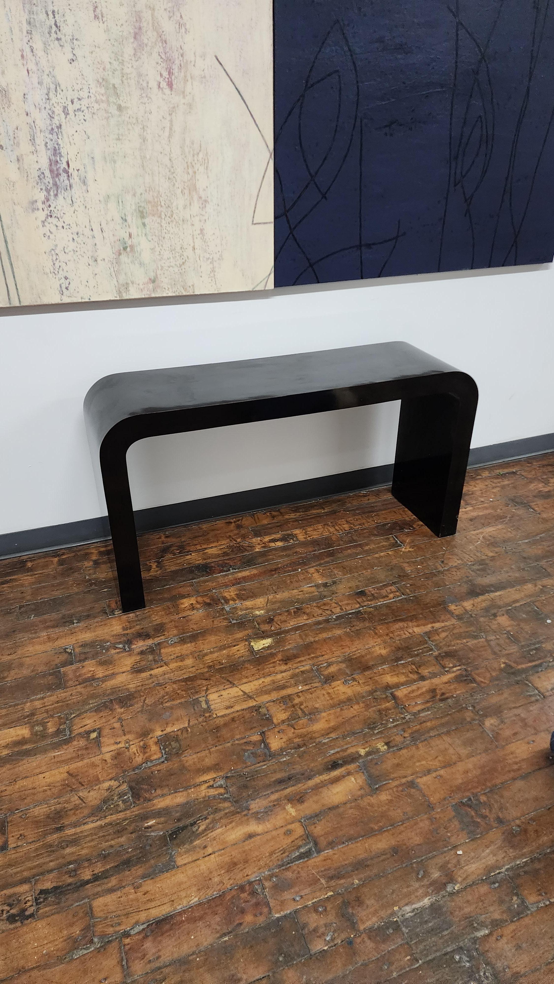Post-Modern Black Post Modern Waterfall Console Table For Sale