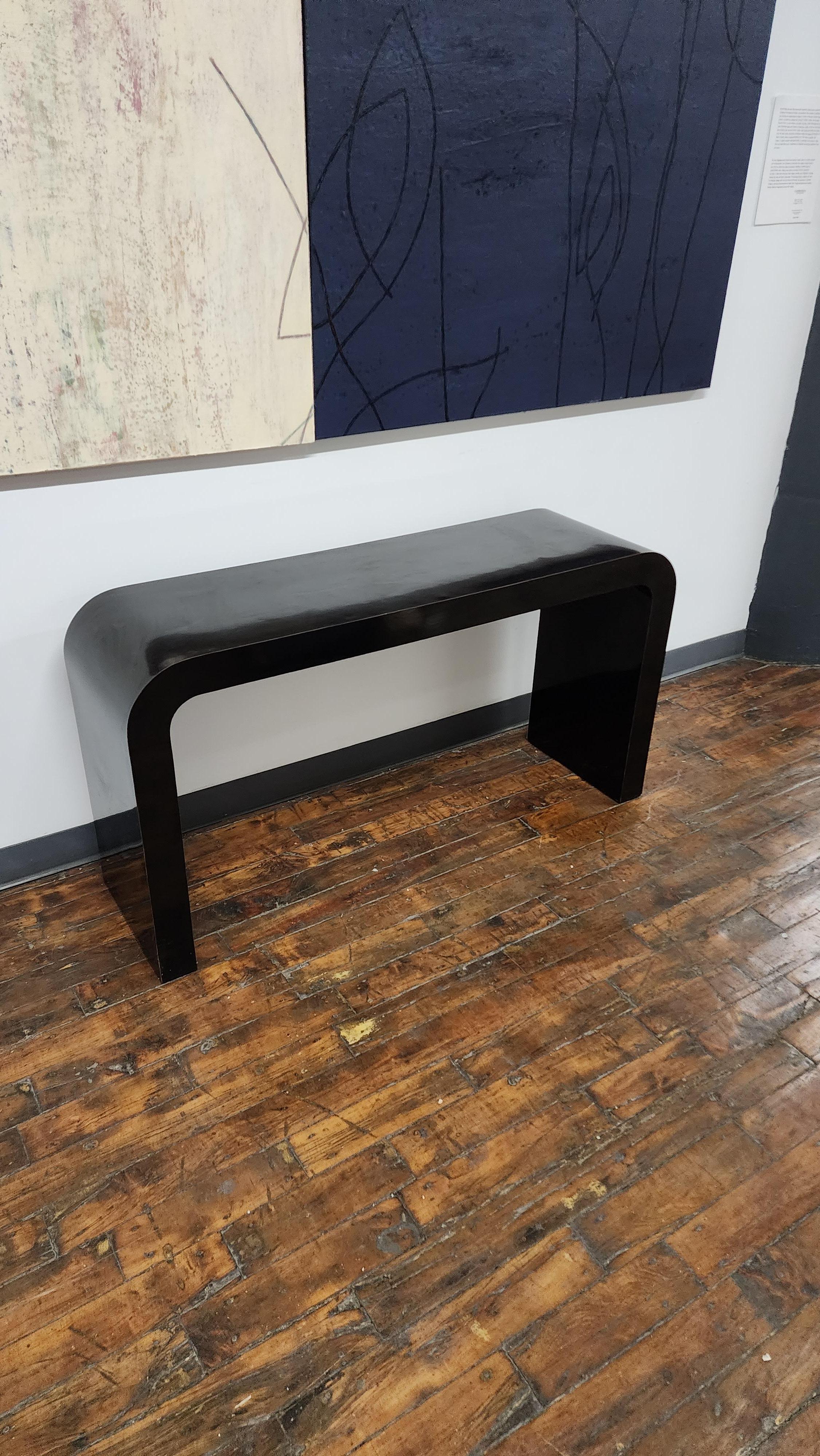 Black Post Modern Waterfall Console Table 2