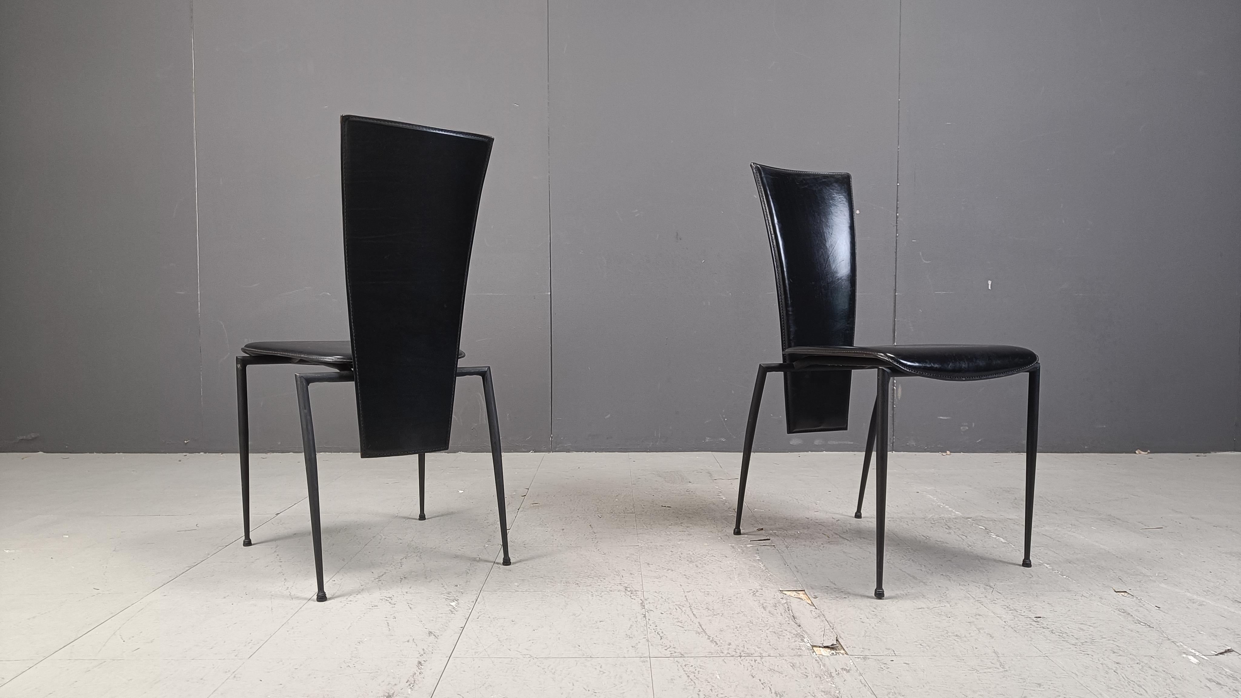 Black postmodern dining chairs by Arper italy, 1980s - set of 4 For Sale 6