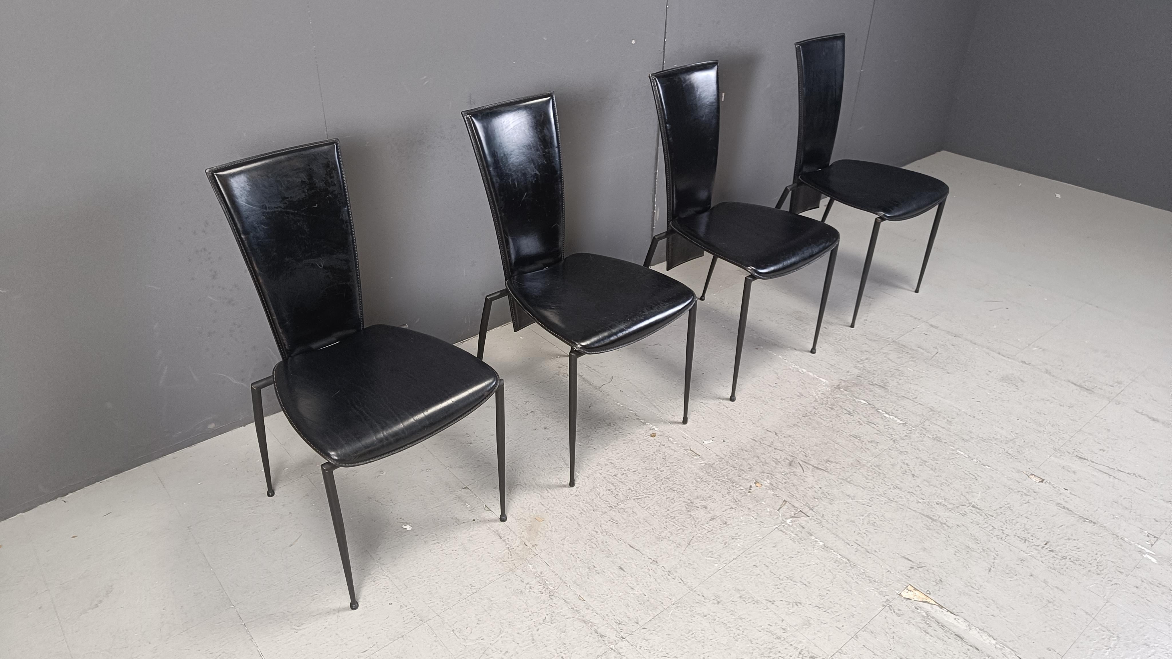 Black postmodern dining chairs by Arper italy, 1980s - set of 4 For Sale 2
