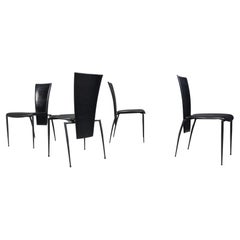 Black postmodern dining chairs by Arper italy, 1980s - set of 4