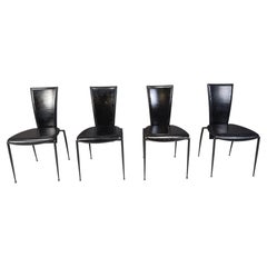Black postmodern dining chairs by Arper italy, 1980s - set of 4