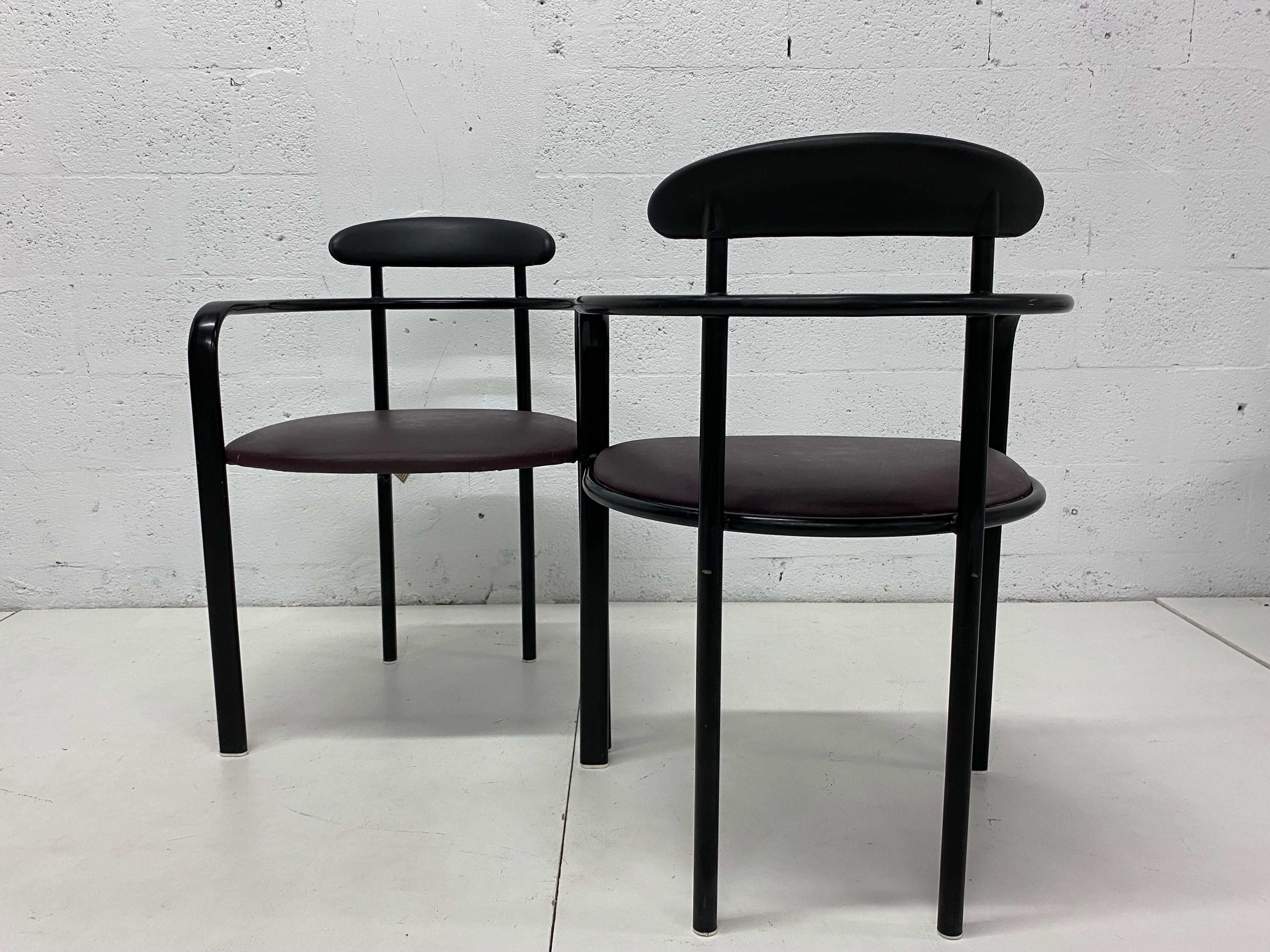 Black Postmodern Dining Chairs by Hank Loewenstein, 1980s 2