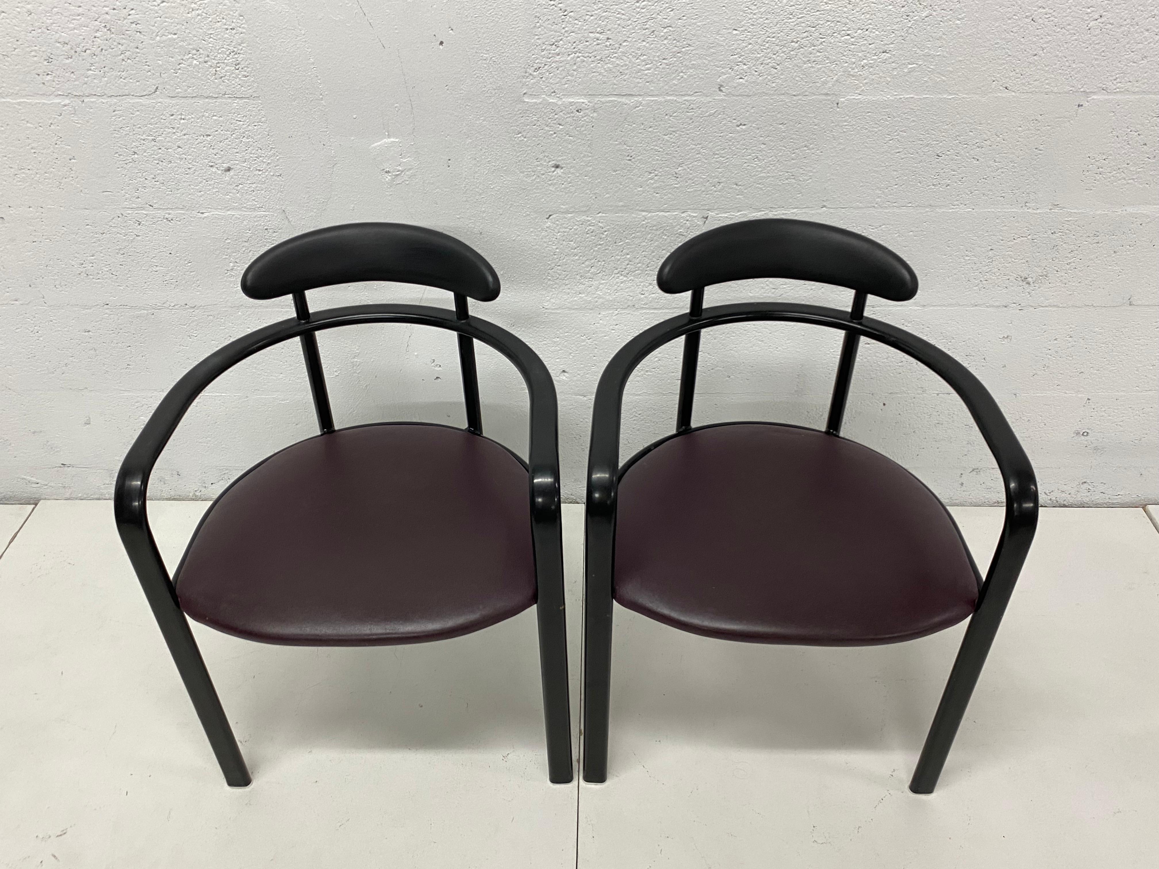Black Postmodern Dining Chairs by Hank Loewenstein, 1980s In Good Condition In Miami, FL