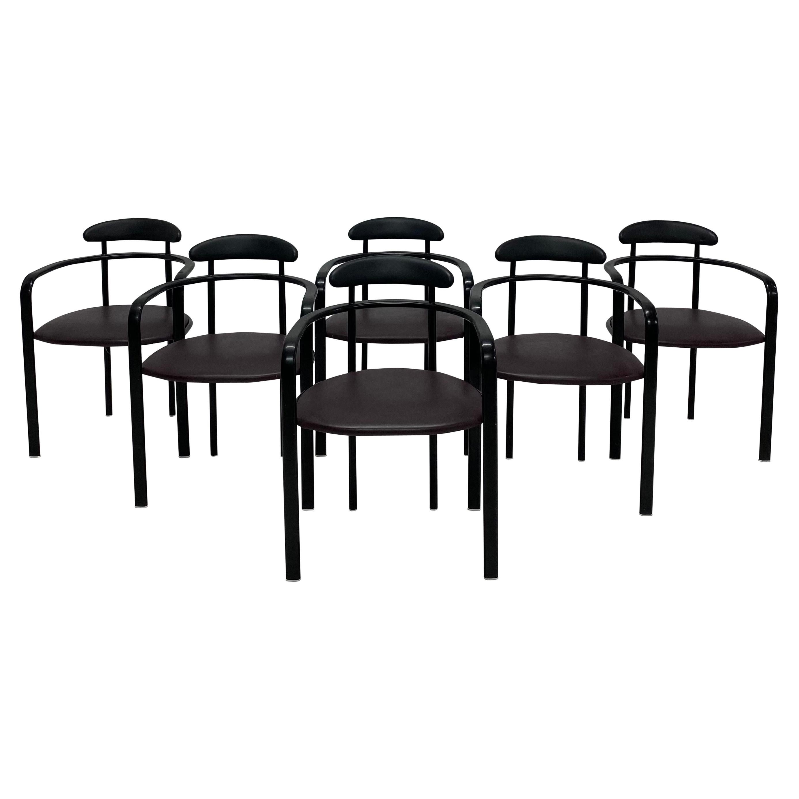 Black Postmodern Dining Chairs by Hank Loewenstein, 1980s