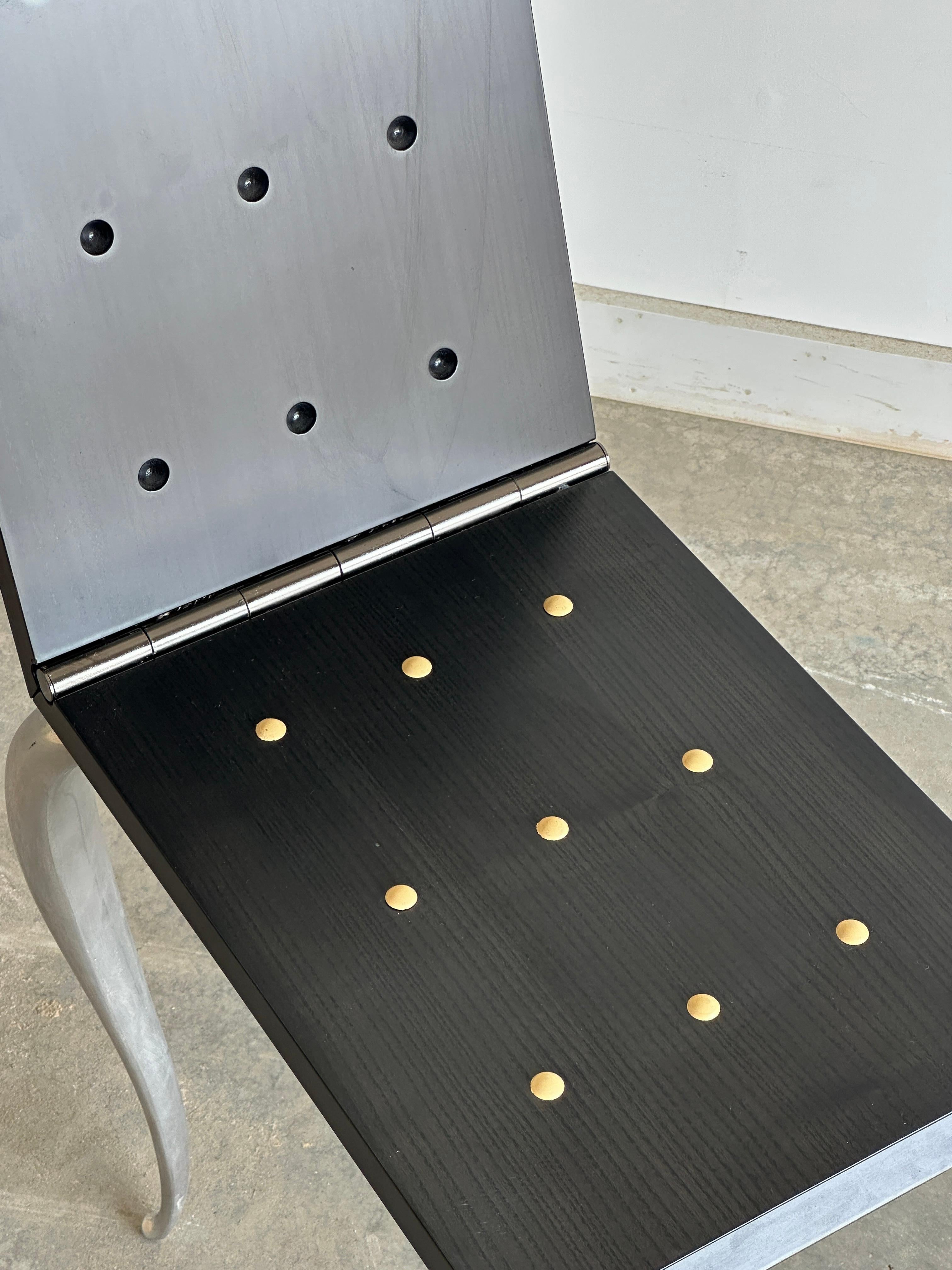 Aluminum Black postmodern Lola Mundo folding chair/stool by Philippe Starck for Driade 