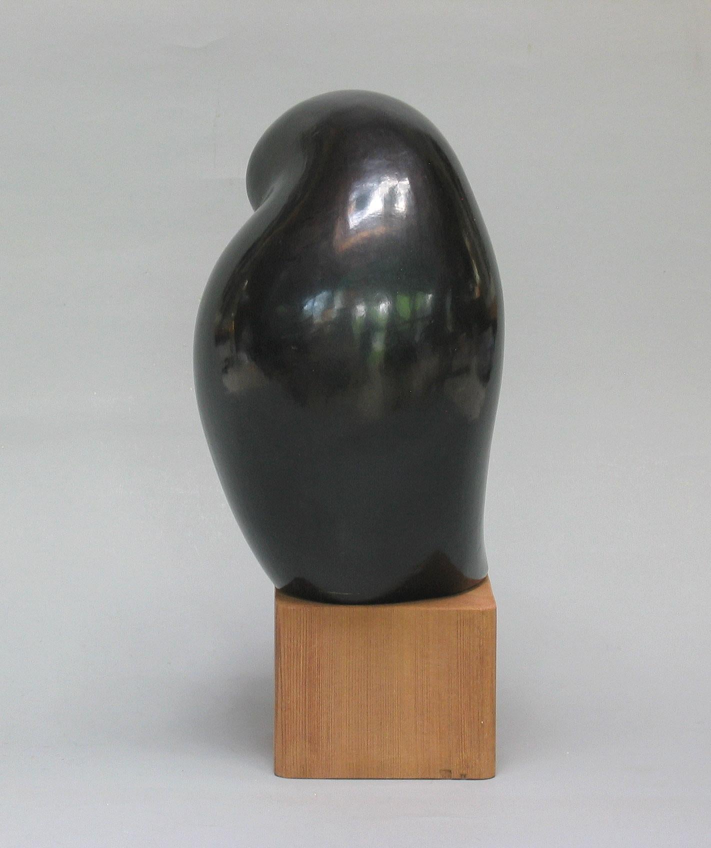 Mexican Black Pottery Bird Form Sculpture by Carlos Salas Oaxaca Mexico