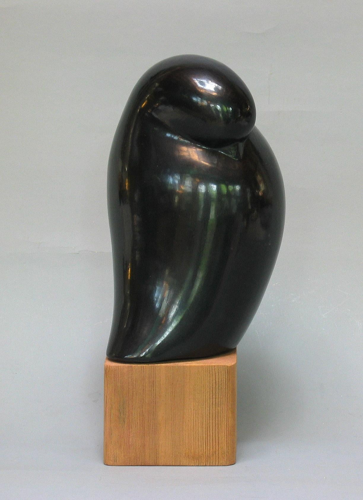 20th Century Black Pottery Bird Form Sculpture by Carlos Salas Oaxaca Mexico