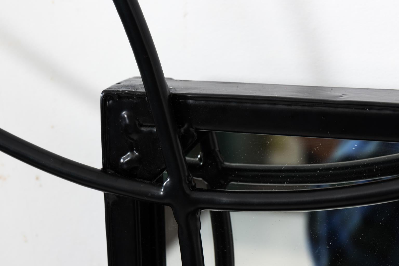 Black Powder Coated Scroll Mirror In Good Condition In Stamford, CT