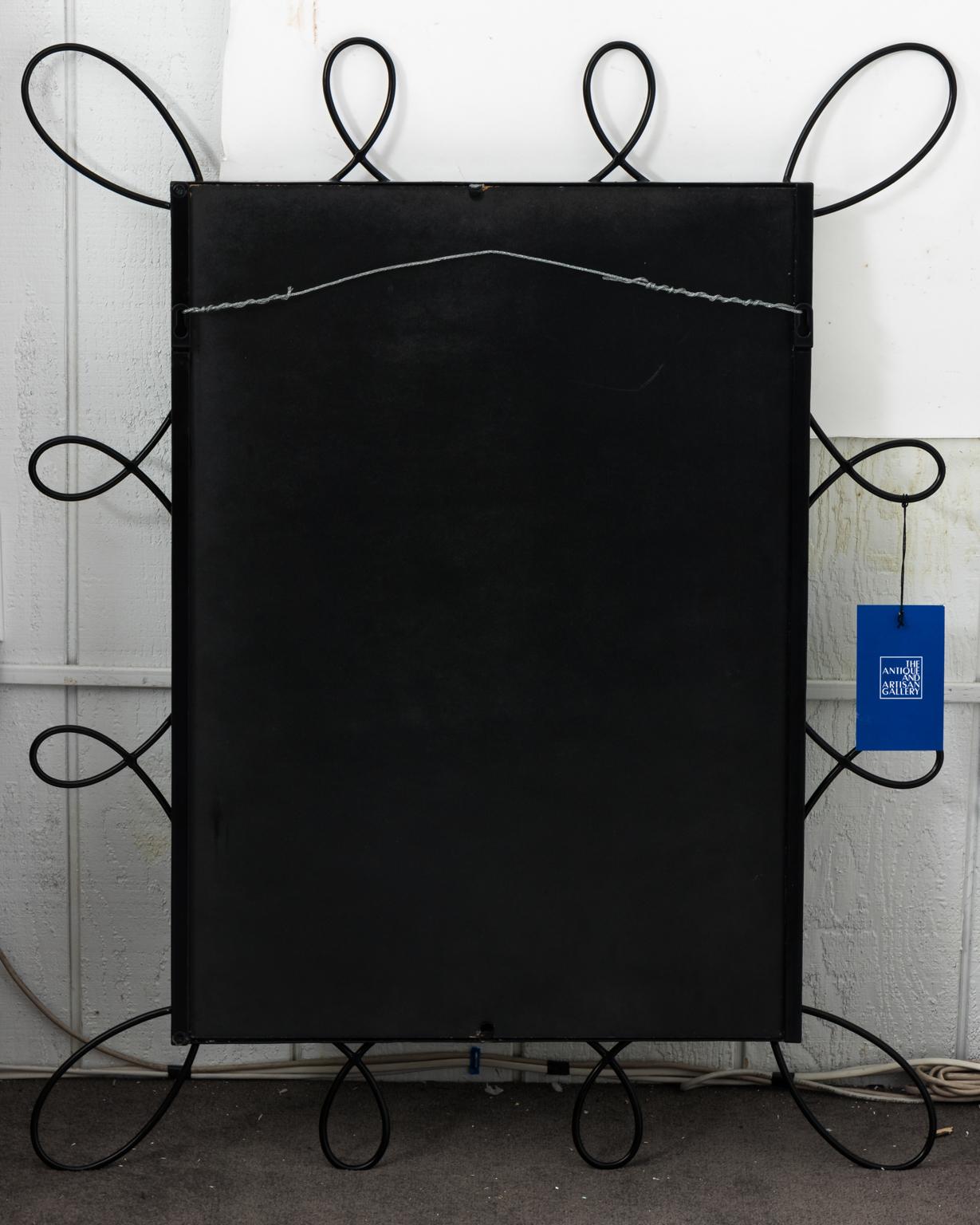 20th Century Black Powder Coated Scroll Mirror