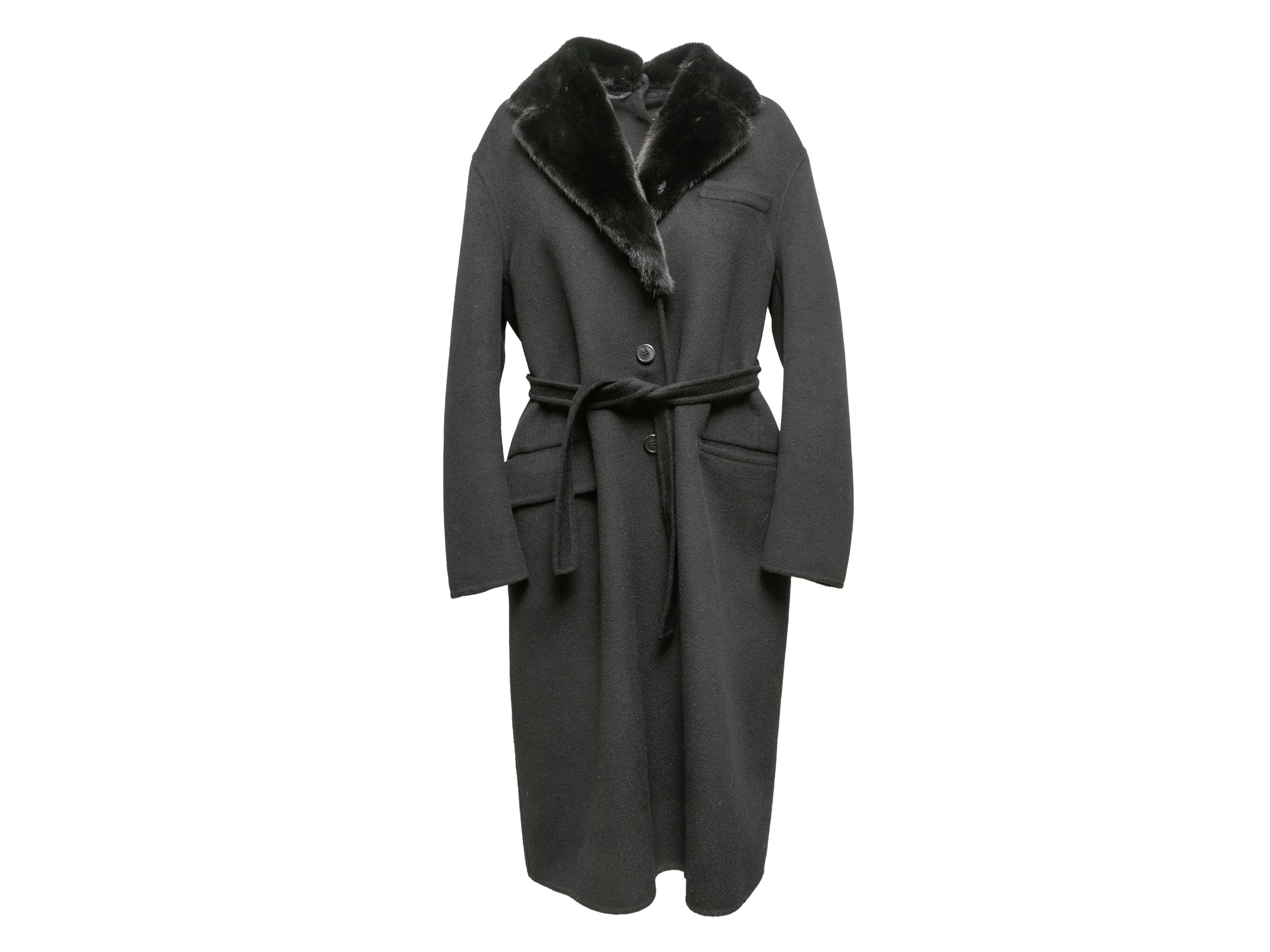 Black Prada 2018 Virgin Wool & Angora-Blend Coat Size IT 40 1
