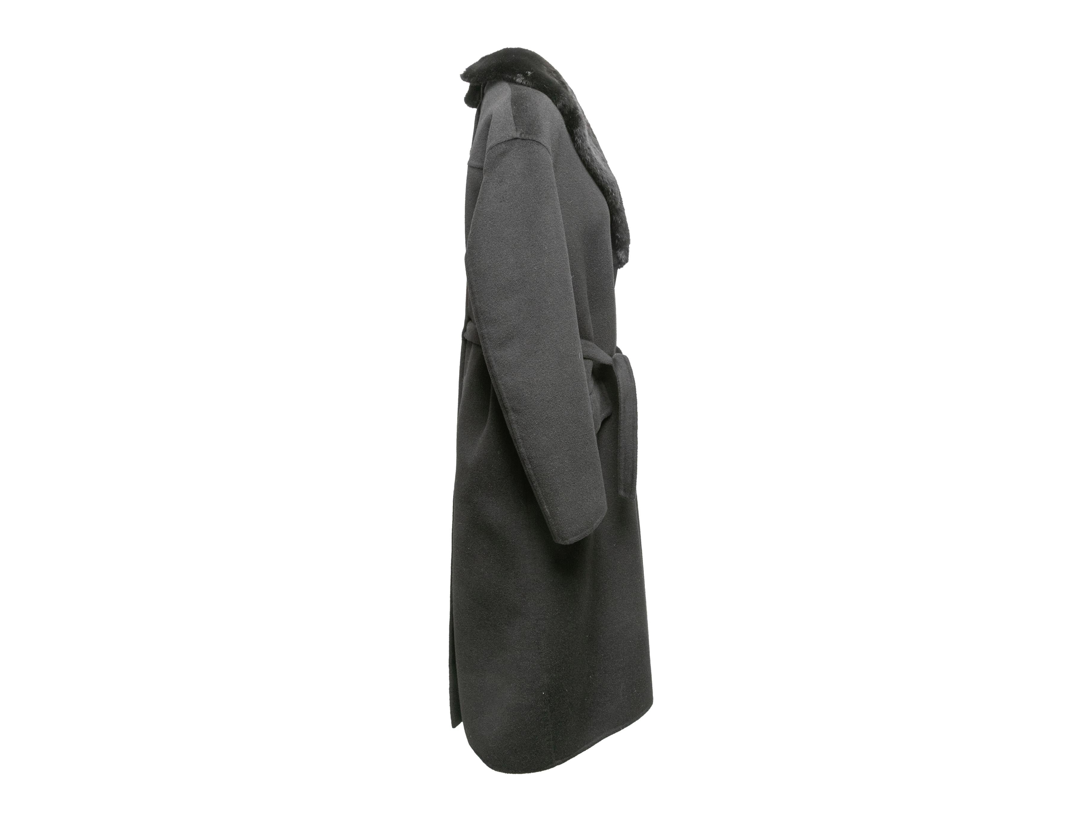 Black Prada 2018 Virgin Wool & Angora-Blend Coat Size IT 40 2