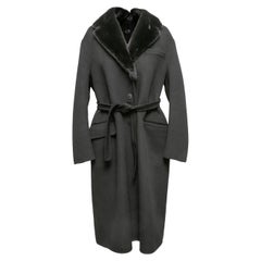 Black Prada 2018 Virgin Wool & Angora-Blend Coat Size IT 40