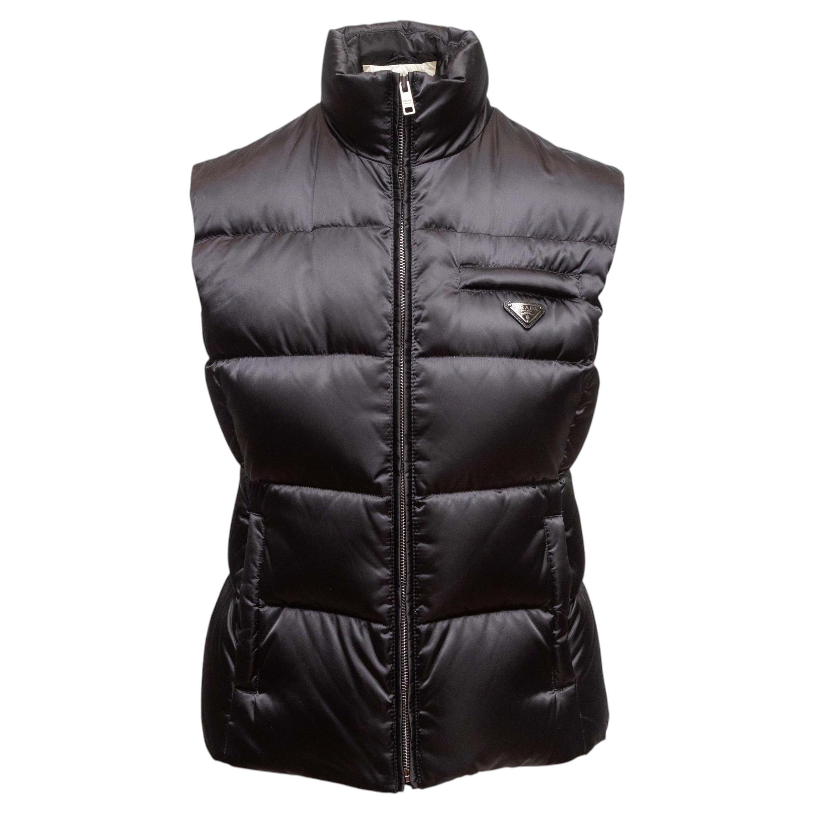 Black Prada Down Puffer Vest For Sale