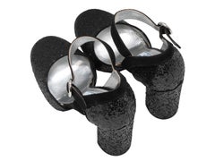 Black Prada Glitter Ankle Strap Heels Size 37.5