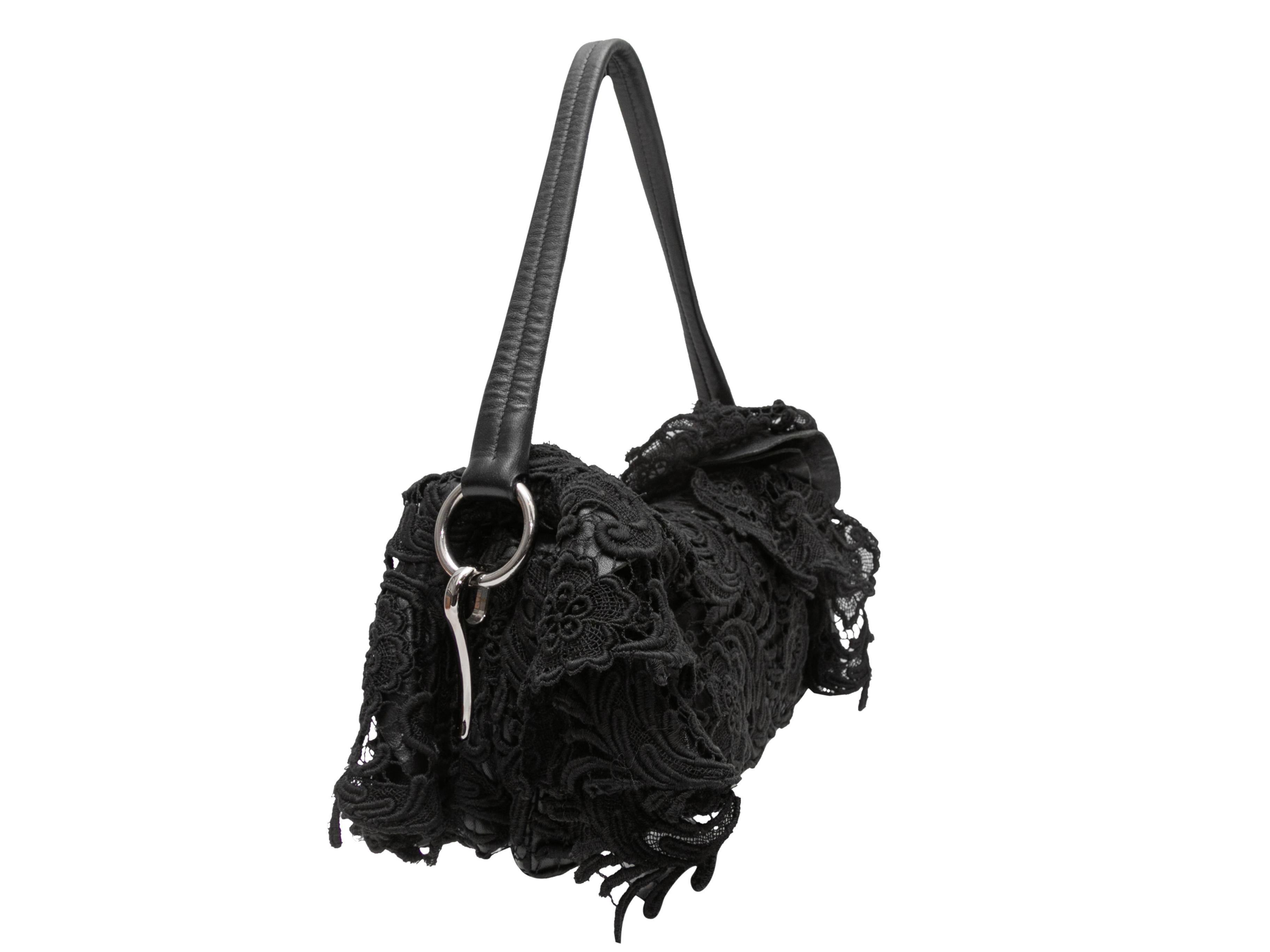 Black Prada Guipure Lace Ruffle Shoulder Bag 2