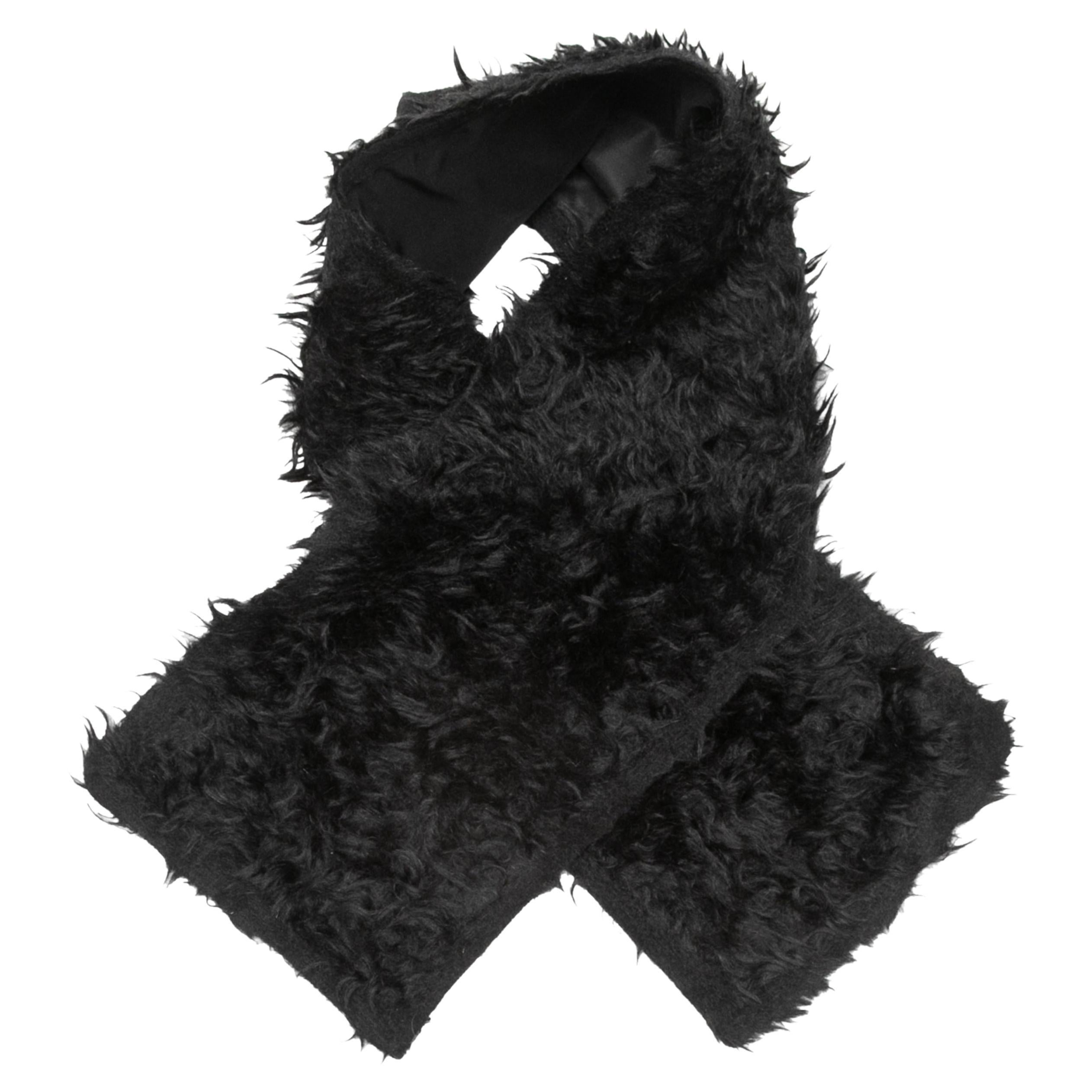 Black Prada Lamb Fur Scarf For Sale