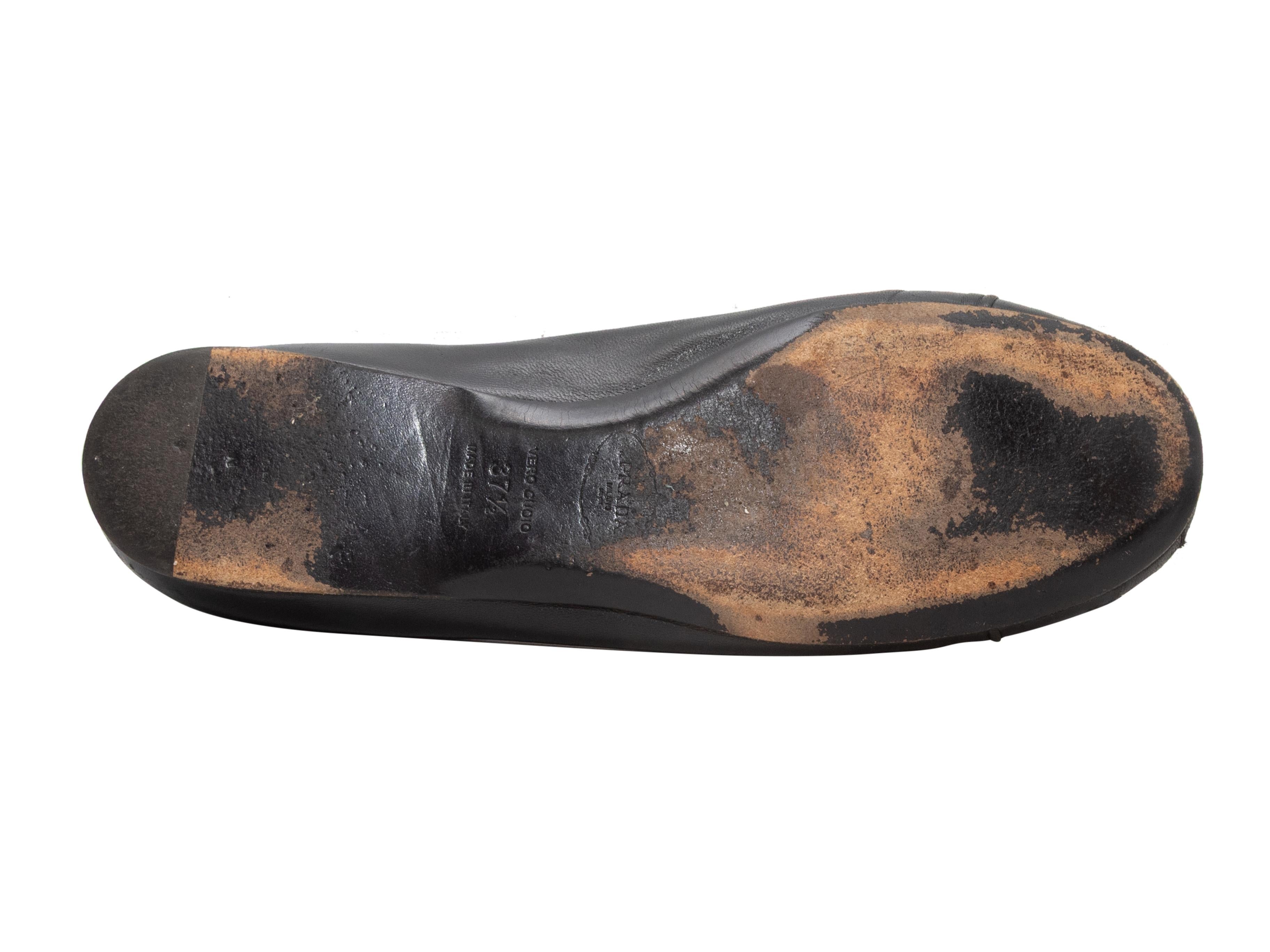 Black Prada Leather Knotted Ballet Flats Size 37 For Sale 1