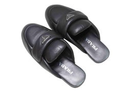 Black Prada Leather Logo Mules Size 39