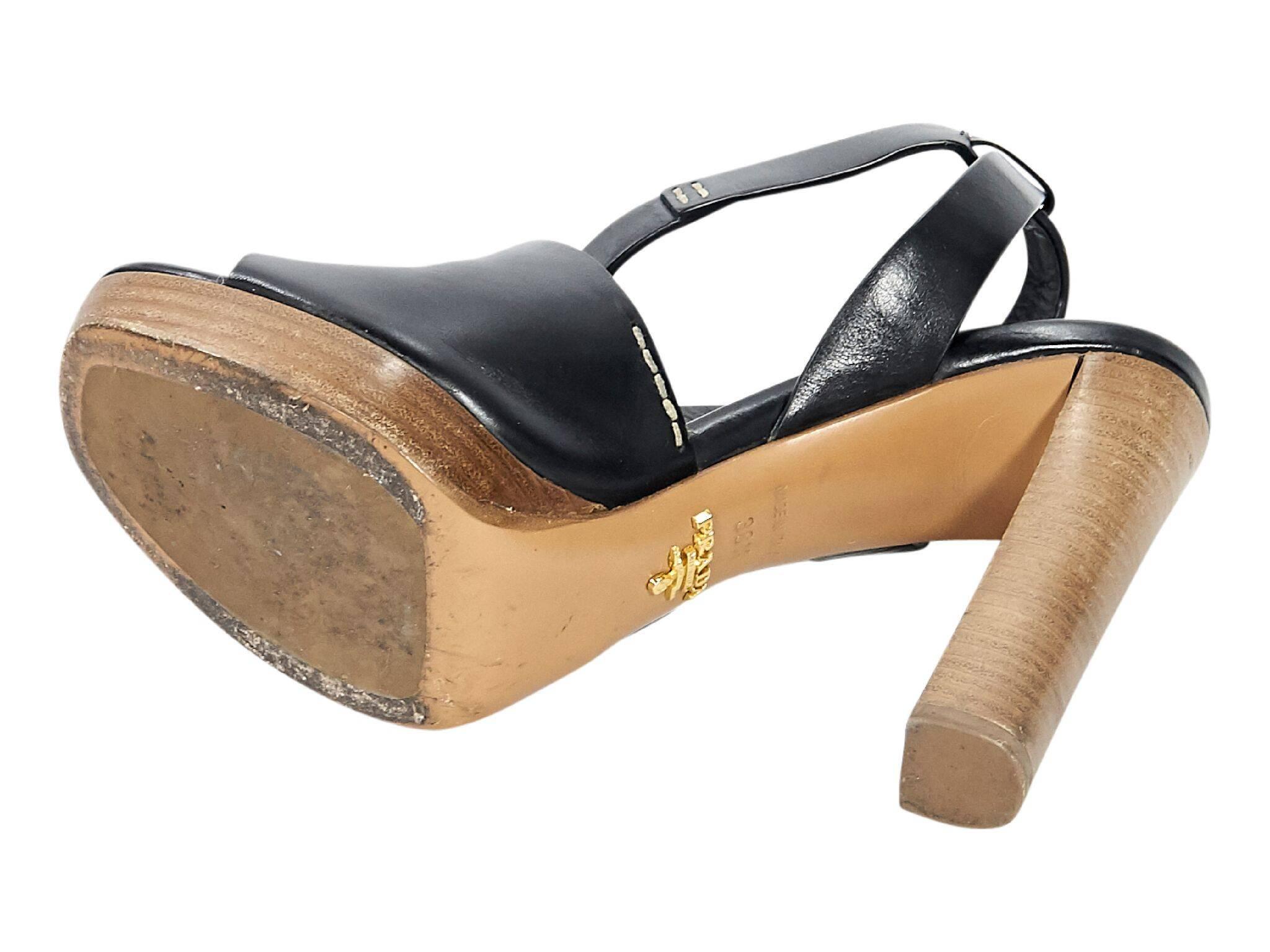 Women's Black Prada Leather Platform Sandals