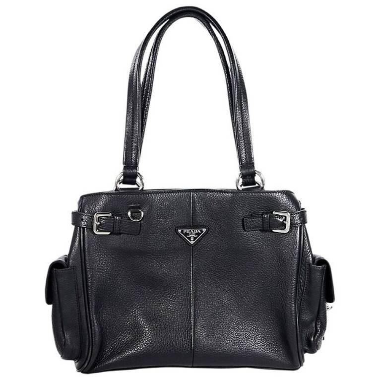 Black Prada Leather Shoulder Bag For Sale at 1stDibs