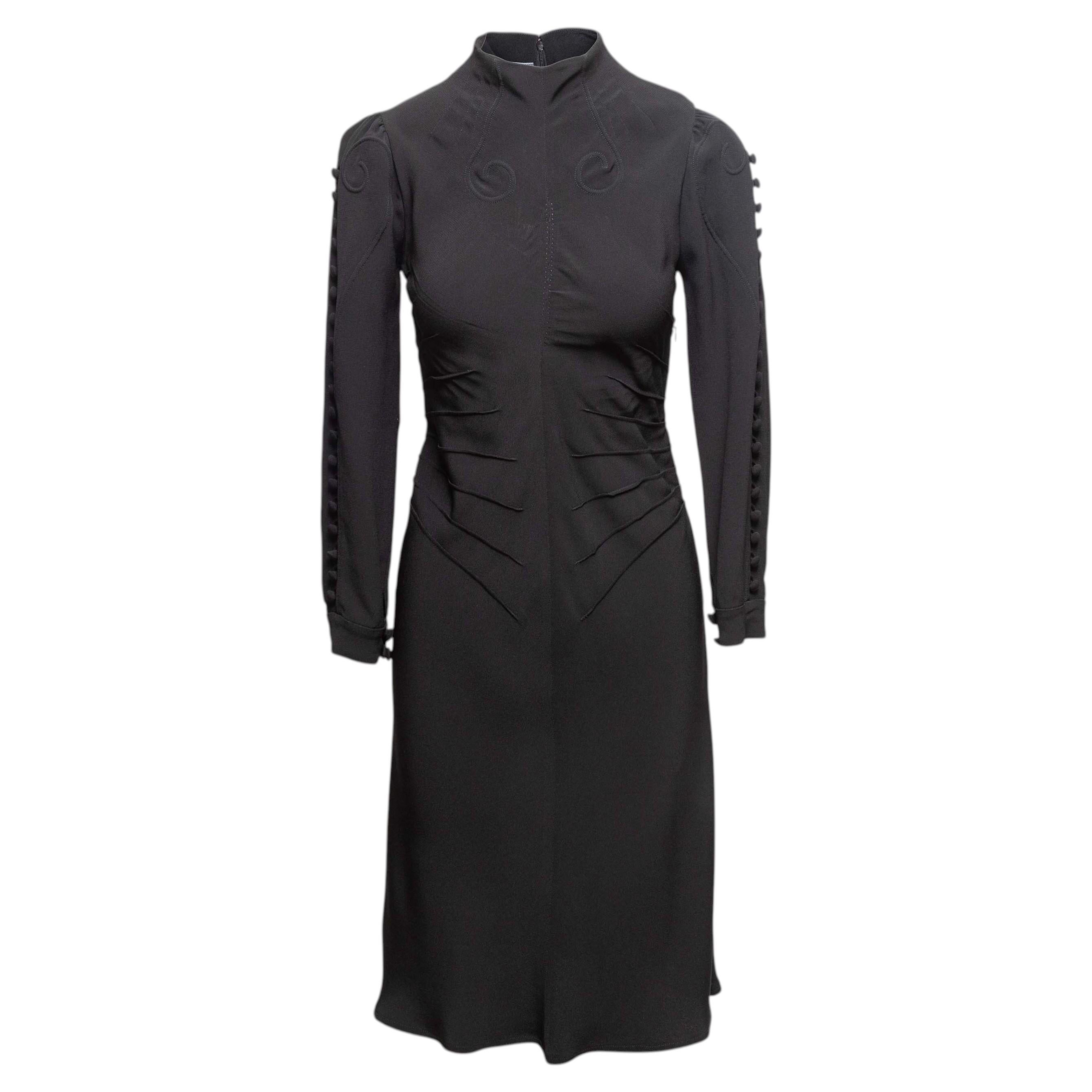 Pre-owned Prada Black  Long Sleeve Mock Neck Dress Size Us S
