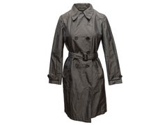 Black Prada Nylon Double-Breasted Belted Trench Coat