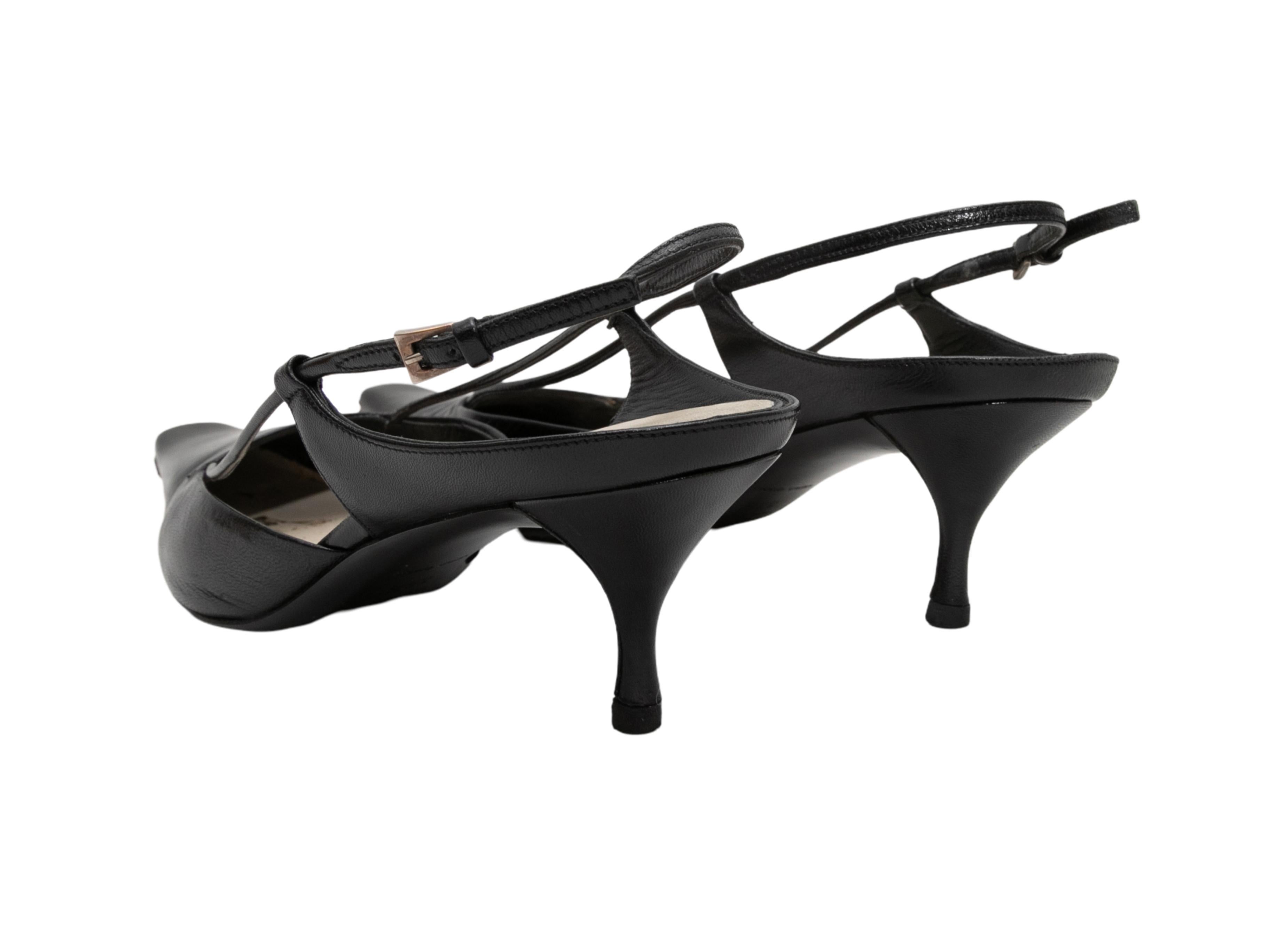 Women's Black Prada Pointed-Toe Slingbacks Size 38.5