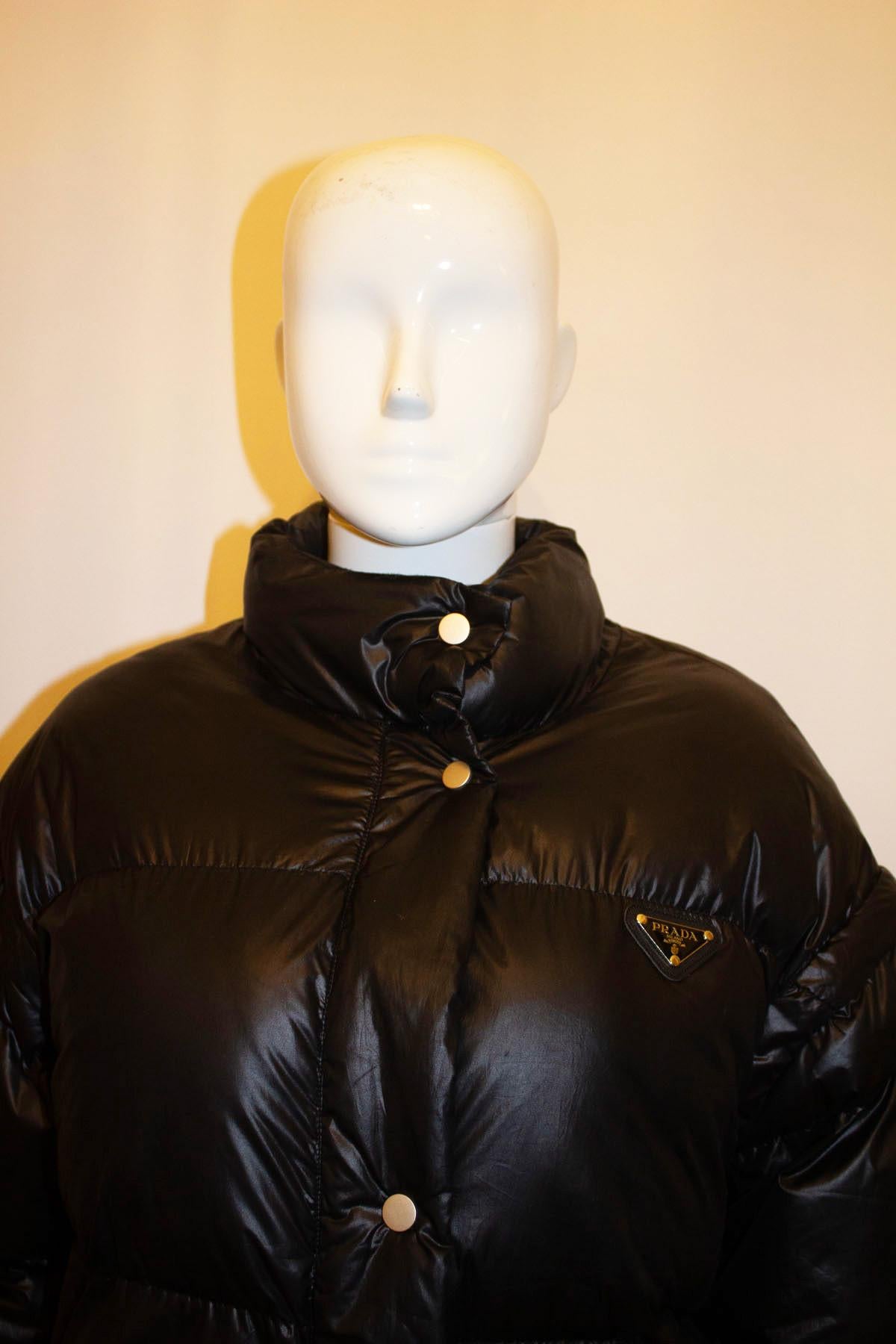 Black Prada Puffa Jacket with Detachable Sleaves For Sale 2