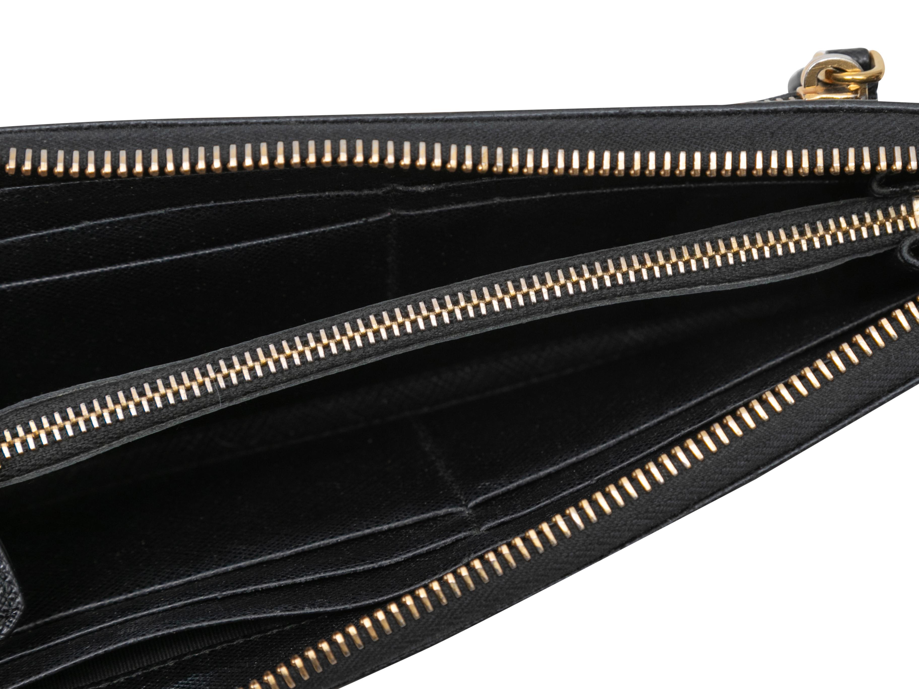 Black Prada Saffiano Continental Zip Wallet In Good Condition In New York, NY